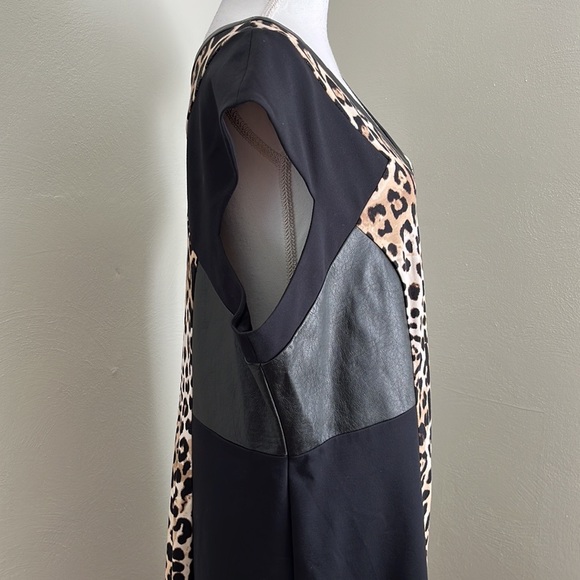 ๐ LANE BRYANT LEOPARD PRINT AND FAUX LEATHER DRESS - Picture 8 of 9